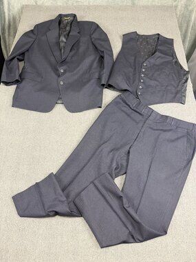 Christian Dior Mens 3 Piece Suit Navy Size 42 Jacket Size 40 Pants